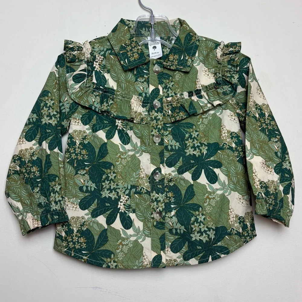 Kate Quinn 18-24 Months Floral Green Shirt and Pants set **READ**‎
